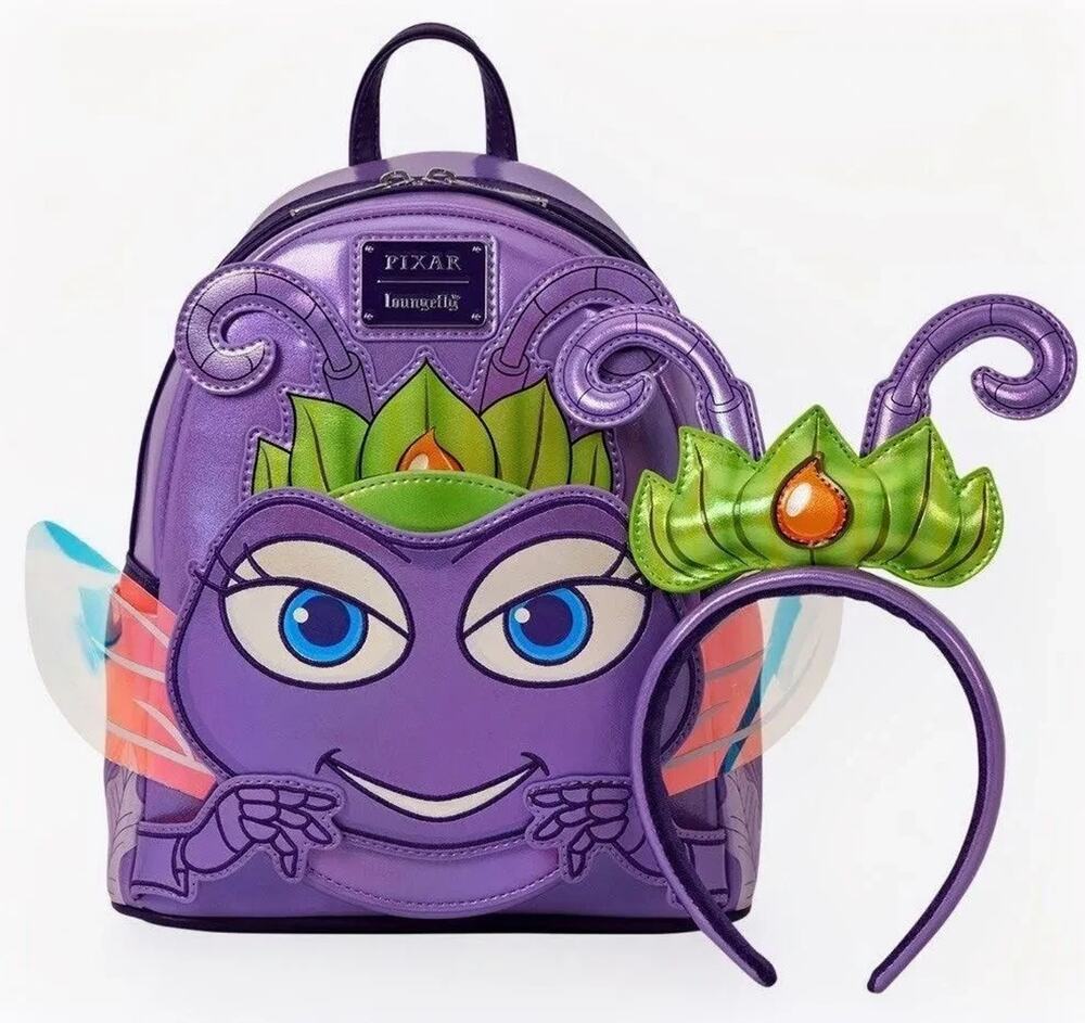 LOUNGEFLY PIXAR BUGS LIFE PRNCESS ATTA HEADBAND AND BACKPACK - SEALED